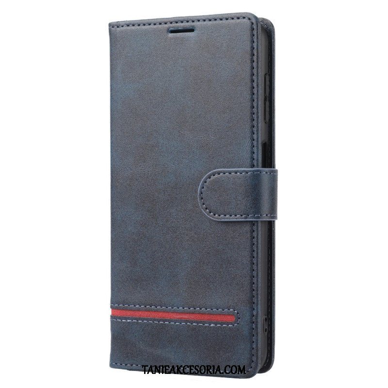 Etui Folio do Poco X5 5G Liniowy Efekt Skóry