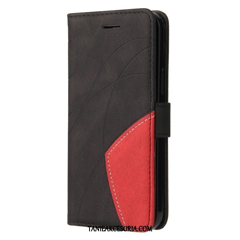 Etui Folio do Poco X5 5G z Łańcuch Dwukolorowy Pasek