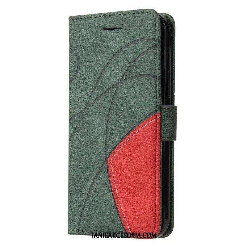 Etui Folio do Poco X5 5G z Łańcuch Dwukolorowy Pasek