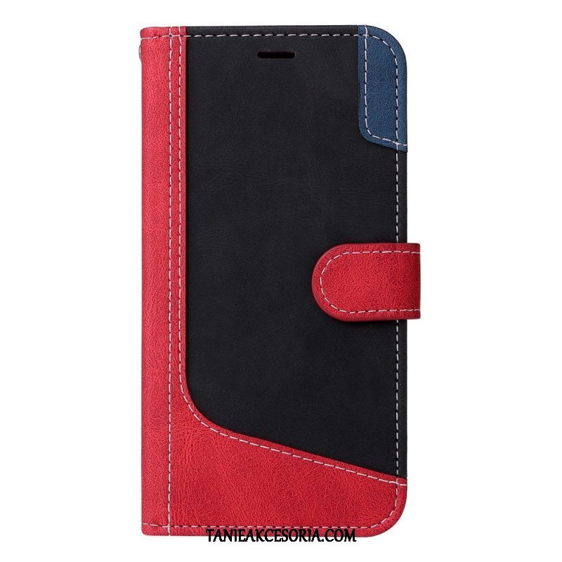 Etui Folio do Poco X5 5G z Łańcuch Trójkolorowy Pasek