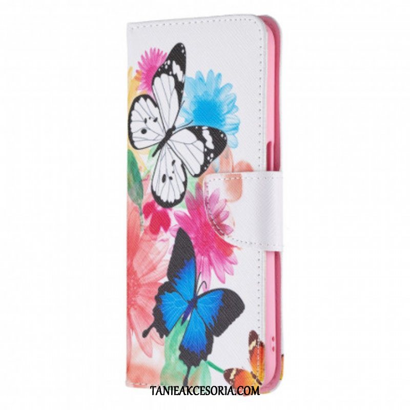 Etui Folio do Realme 8 5G Malowane Motyle I Kwiaty