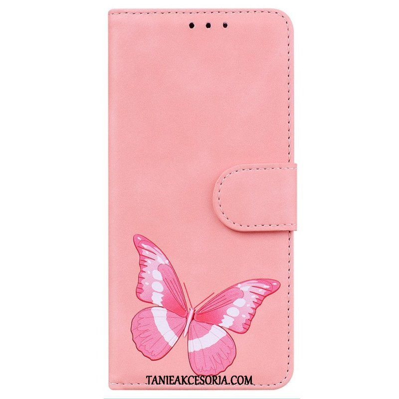 Etui Folio do Realme C35 Motyl Dotykający Skóry