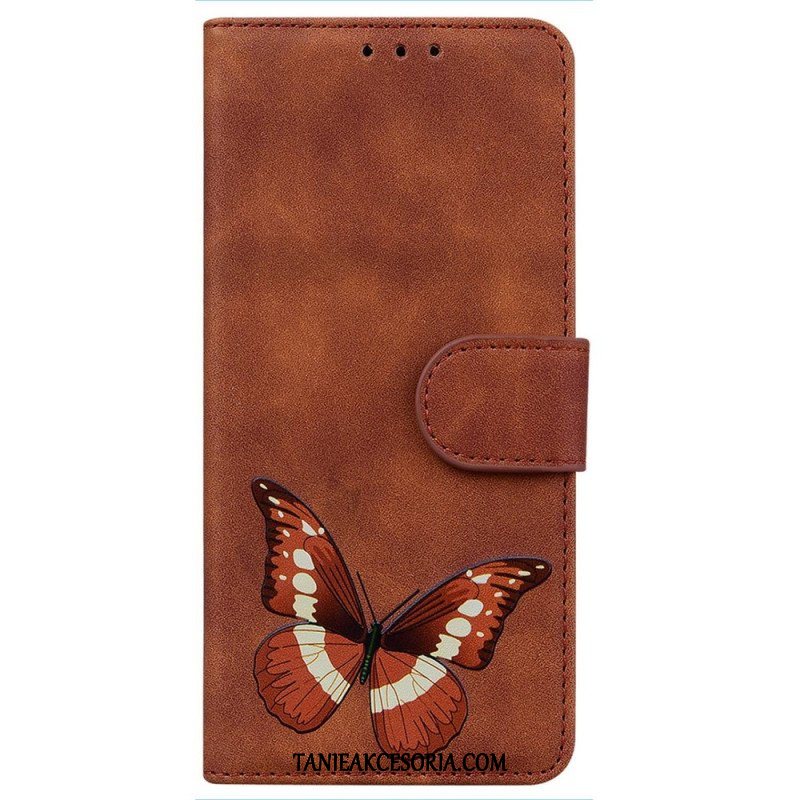 Etui Folio do Realme C35 Motyl Dotykający Skóry