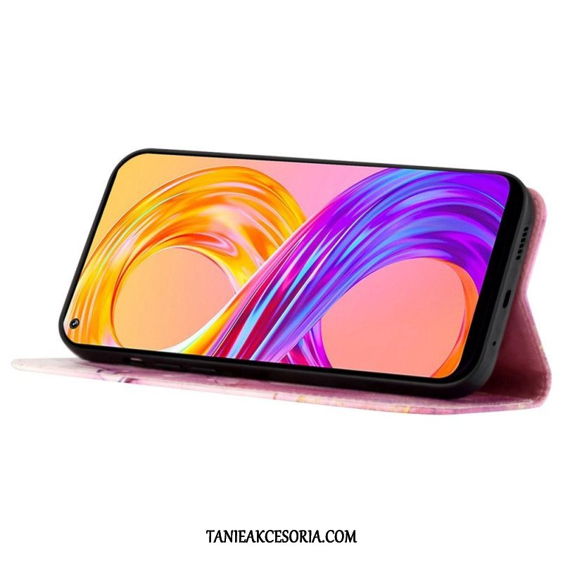 Etui Folio do Realme GT2 Pro z Łańcuch Pasek Marmuru