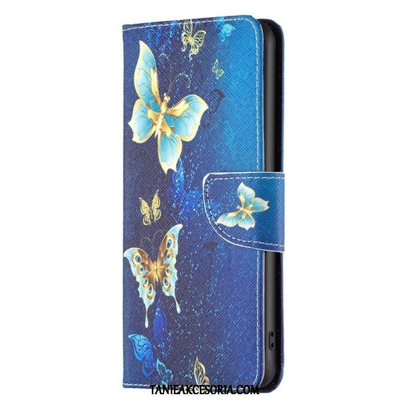 Etui Folio do Samsung Galaxy A14 / A14 5G Złote Motyle