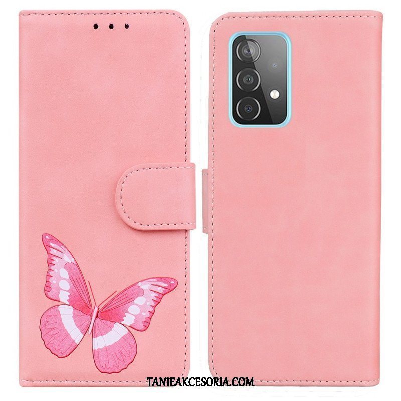 Etui Folio do Samsung Galaxy A52 4G / A52 5G / A52s 5G Motyl Dotykający Skóry