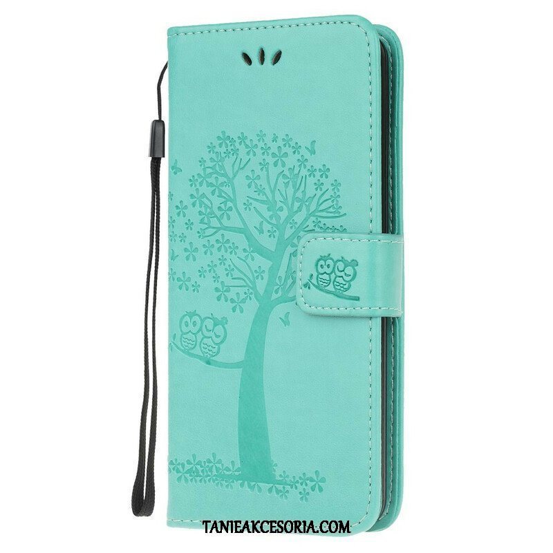 Etui Folio do Samsung Galaxy A52 4G / A52 5G / A52s 5G z Łańcuch Drzewo Stringów I Sowy