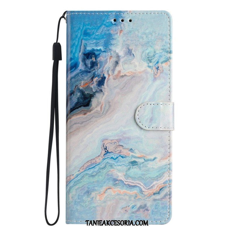 Etui Folio do Samsung Galaxy A53 5G z Łańcuch Pasek Marmuru