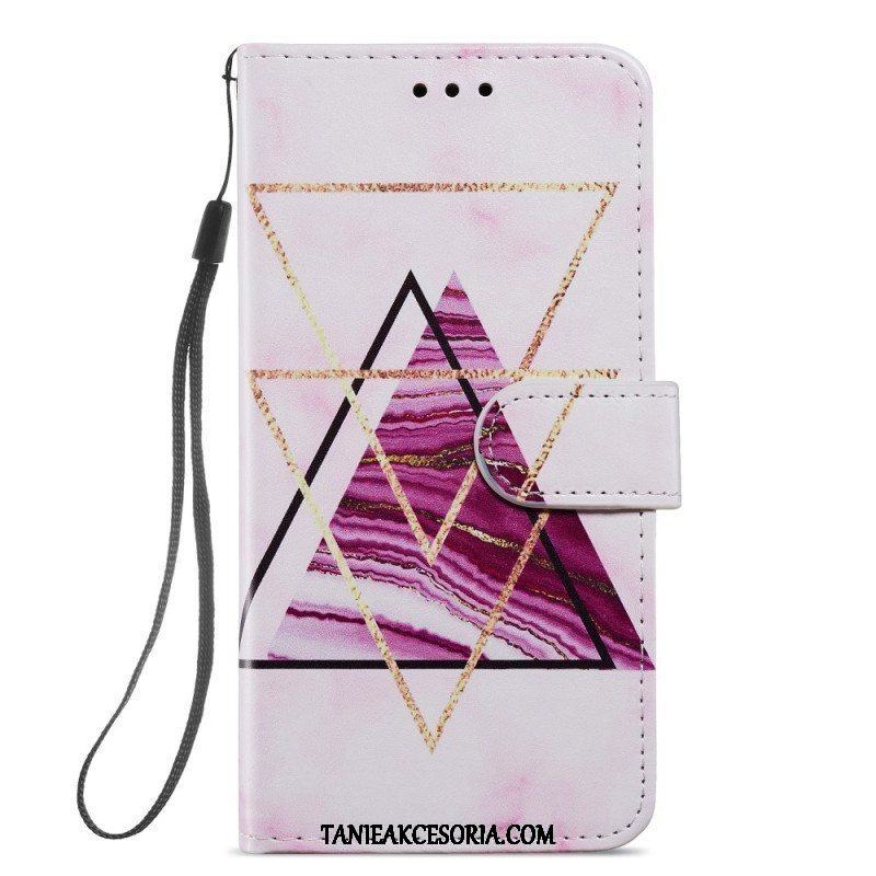 Etui Folio do Samsung Galaxy A54 5G z Łańcuch Marmur W Stylu Strappy