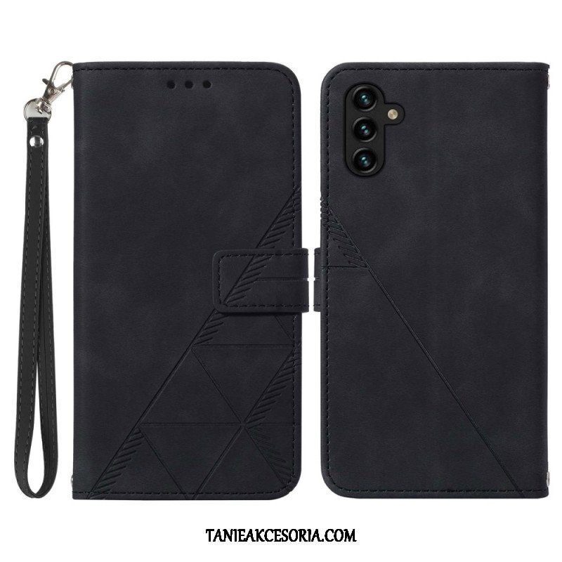 Etui Folio do Samsung Galaxy A54 5G z Łańcuch Trójkąty Paska