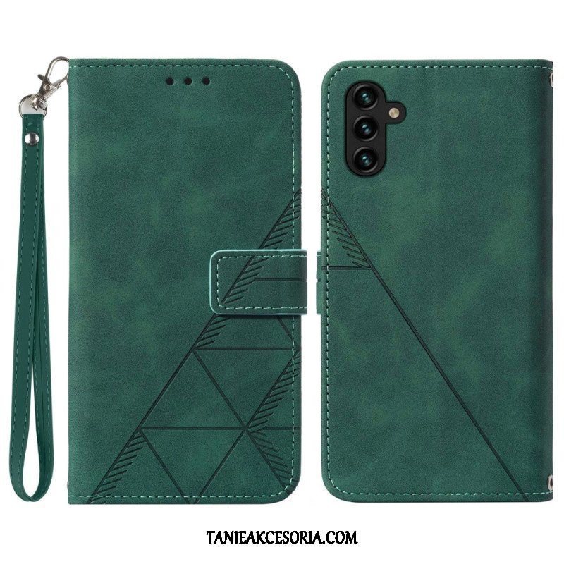 Etui Folio do Samsung Galaxy A54 5G z Łańcuch Trójkąty Paska