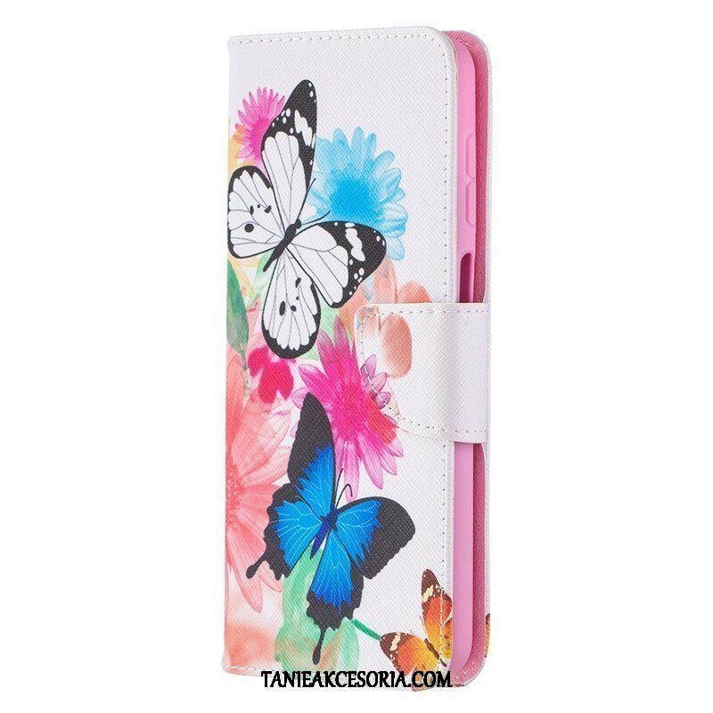 Etui Folio do Samsung Galaxy M12 / A12 Malowane Motyle I Kwiaty