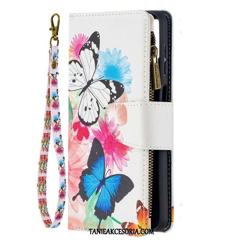 Etui Folio do Samsung Galaxy M12 / A12 Zapinana Na Zamek Kieszeń W Motyle