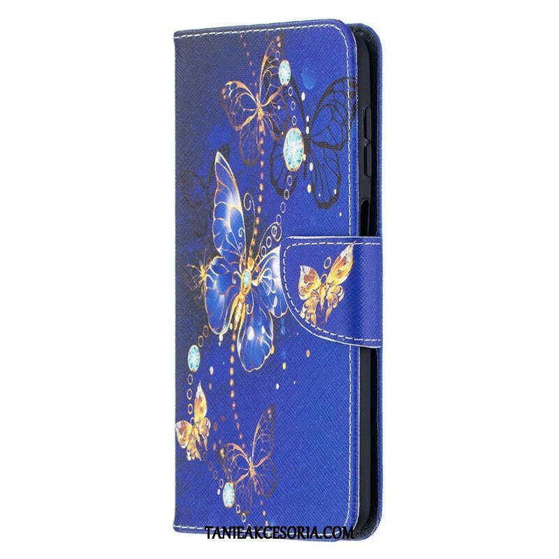 Etui Folio do Samsung Galaxy M12 / A12 Złote Motyle