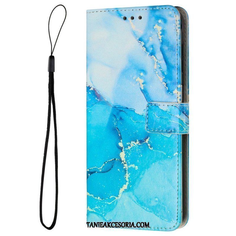 Etui Folio do Samsung Galaxy M13 Marmur Ze Smyczą