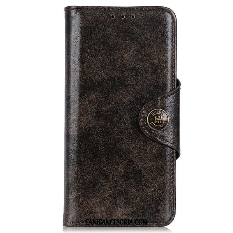 Etui Folio do Samsung Galaxy M23 5G Patentowy Guzik Z Imitacji Skóry Khazneh