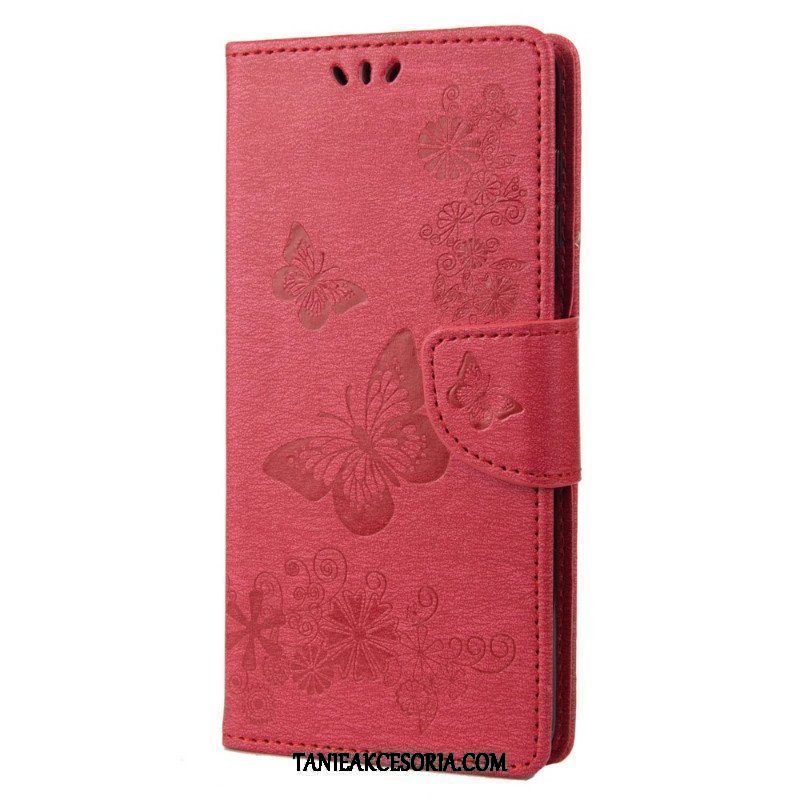 Etui Folio do Samsung Galaxy M23 5G z Łańcuch Stringi Motyle