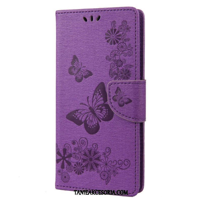 Etui Folio do Samsung Galaxy M23 5G z Łańcuch Stringi Motyle