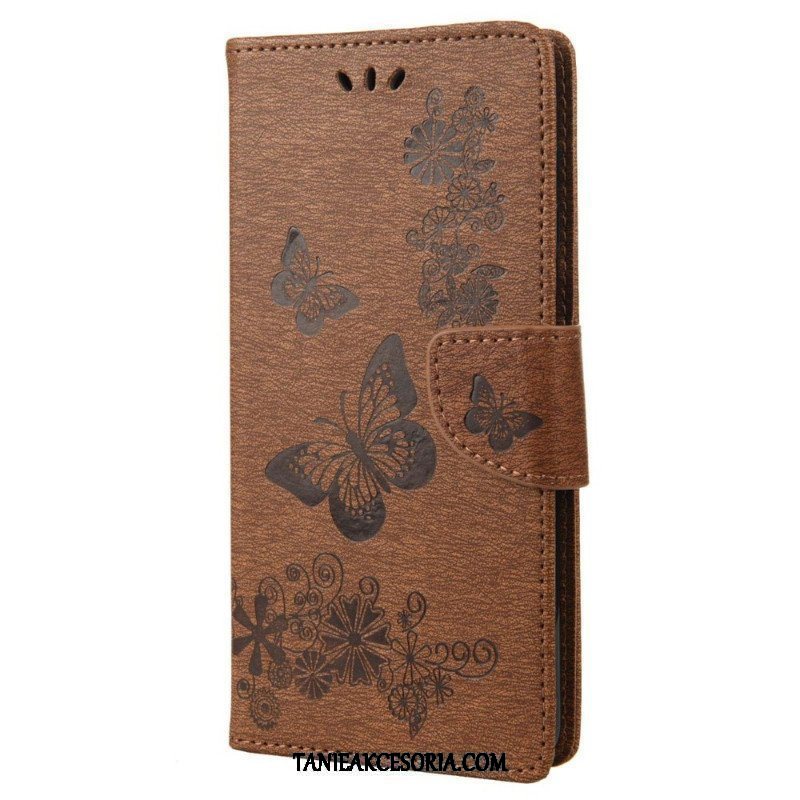 Etui Folio do Samsung Galaxy M23 5G z Łańcuch Stringi Motyle