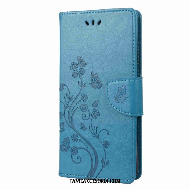 Etui Folio do Samsung Galaxy M53 5G z Łańcuch Paski Kwiaty