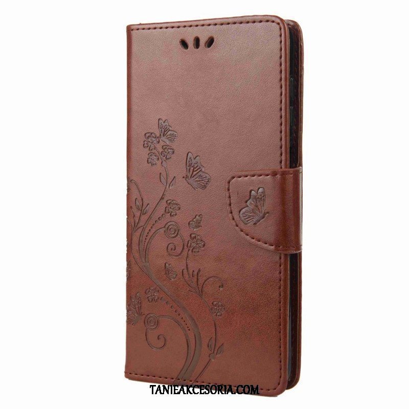 Etui Folio do Samsung Galaxy M53 5G z Łańcuch Paski Kwiaty