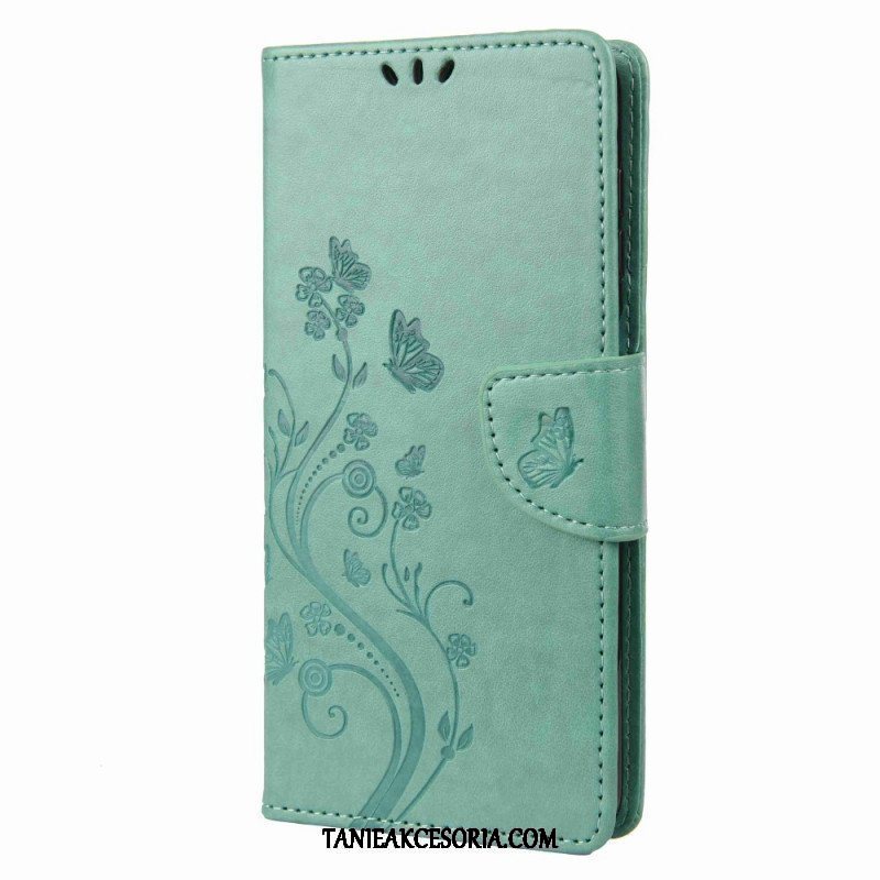 Etui Folio do Samsung Galaxy M53 5G z Łańcuch Paski Kwiaty