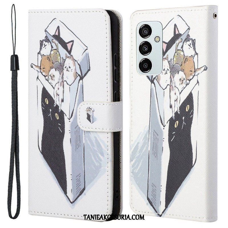 Etui Folio do Samsung Galaxy M53 5G z Łańcuch Stringi Koty