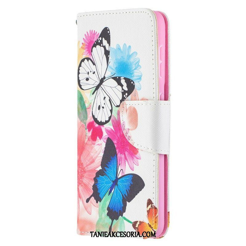 Etui Folio do Samsung Galaxy S21 5G Malowane Motyle I Kwiaty