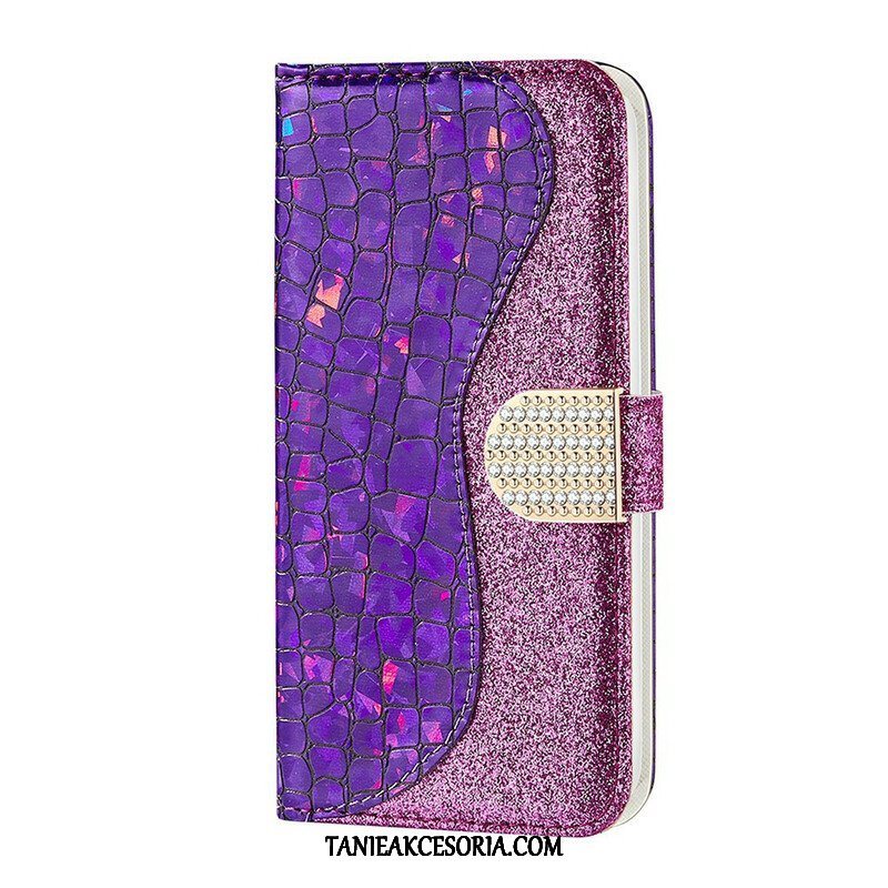 Etui Folio do Samsung Galaxy S21 FE Krokodyle Diamenty