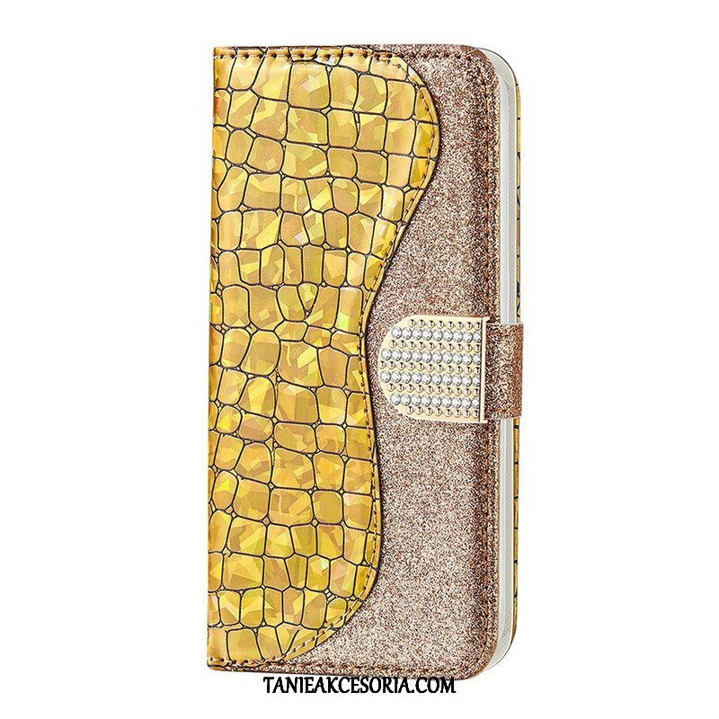 Etui Folio do Samsung Galaxy S21 FE Krokodyle Diamenty