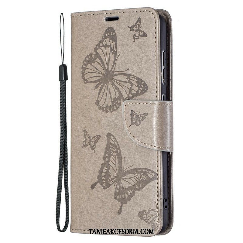 Etui Folio do Samsung Galaxy S21 FE Motyle W Locie Z Smyczą