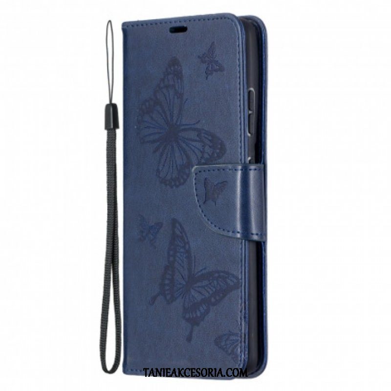 Etui Folio do Samsung Galaxy S21 Ultra 5G Motyle W Locie Z Smyczą