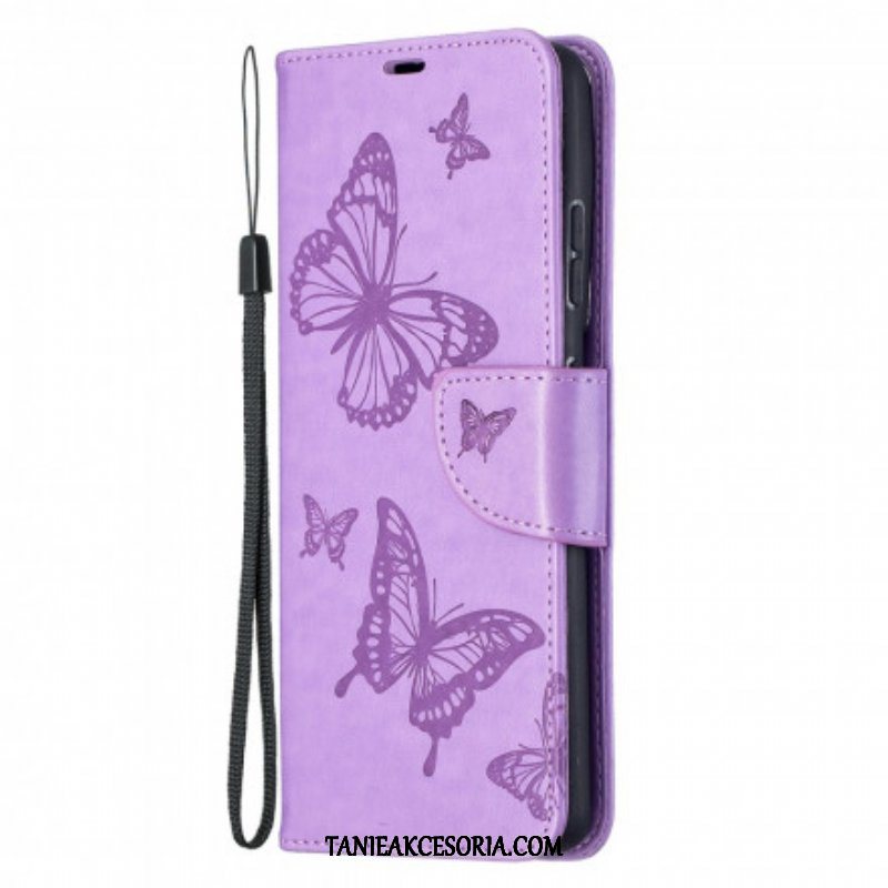 Etui Folio do Samsung Galaxy S21 Ultra 5G Motyle W Locie Z Smyczą