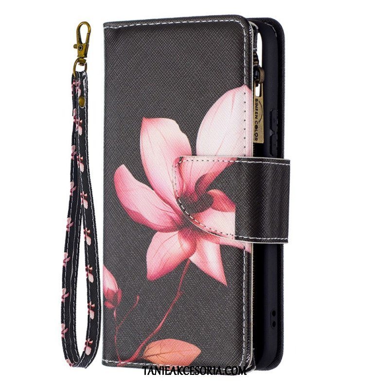 Etui Folio do Samsung Galaxy S22 5G Kieszonka Zapinana Na Zamek W Kwiaty