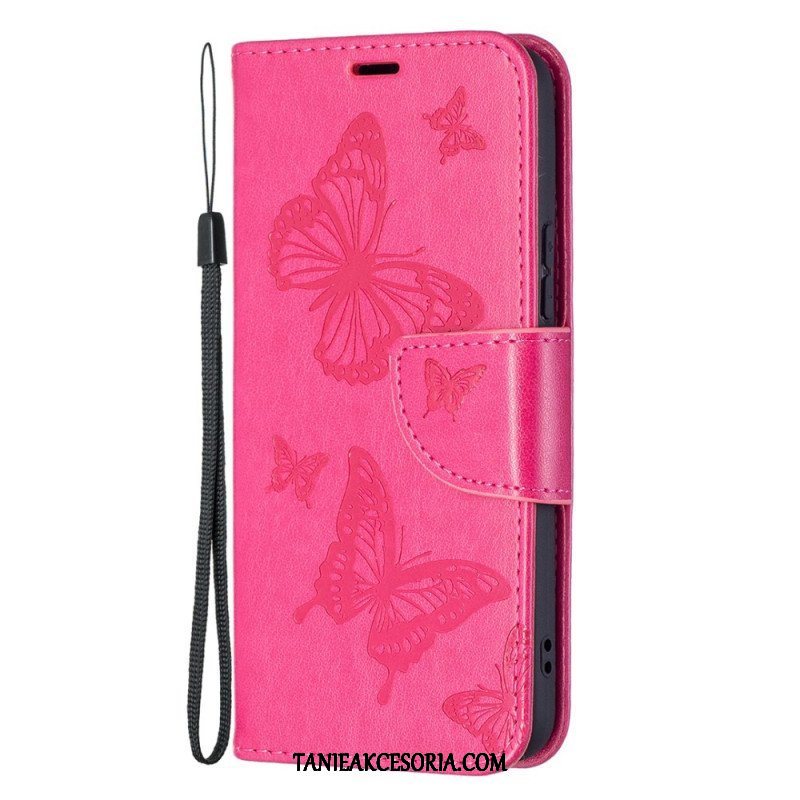 Etui Folio do Samsung Galaxy S22 5G Motyle W Locie Z Smyczą