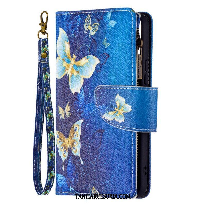 Etui Folio do Samsung Galaxy S22 5G Zapinana Na Zamek Kieszeń W Motyle