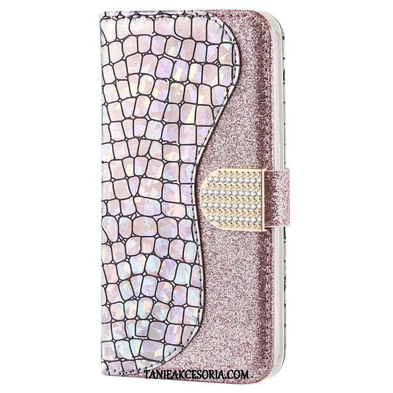 Etui Folio do Samsung Galaxy S22 Plus 5G Krokodyle Diamenty