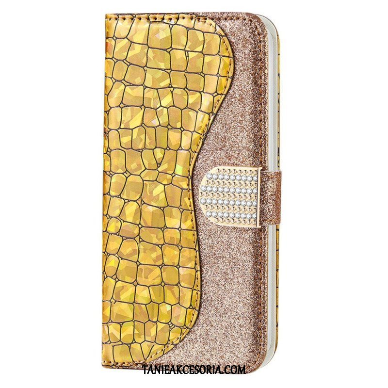 Etui Folio do Samsung Galaxy S23 5G Krokodyle Diamenty