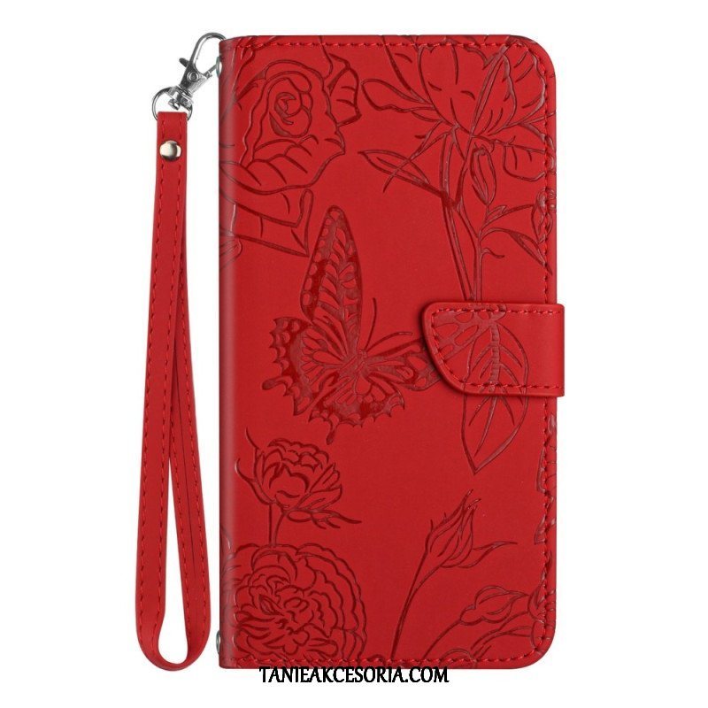 Etui Folio do Samsung Galaxy S23 5G Motyl Ze Smyczą