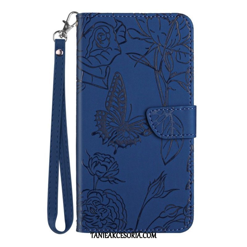 Etui Folio do Samsung Galaxy S23 5G Motyl Ze Smyczą