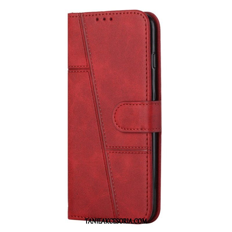 Etui Folio do Samsung Galaxy S23 5G z Łańcuch Paskowaty Geometryczny Skórzany Styl