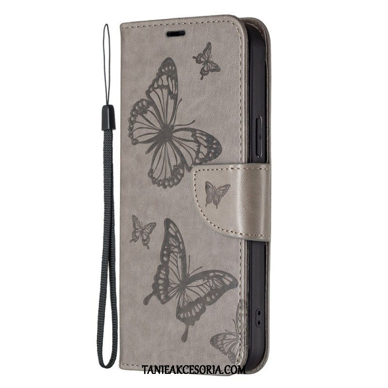 Etui Folio do Samsung Galaxy S23 5G z Łańcuch Stringi Motyle