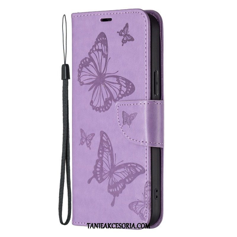 Etui Folio do Samsung Galaxy S23 5G z Łańcuch Stringi Motyle