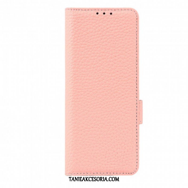 Etui Folio do Samsung Galaxy Z Fold 3 5G Prawdziwa Skóra Litchi