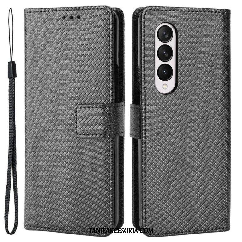 Etui Folio do Samsung Galaxy Z Fold 4 z Łańcuch Diamentowy Pasek