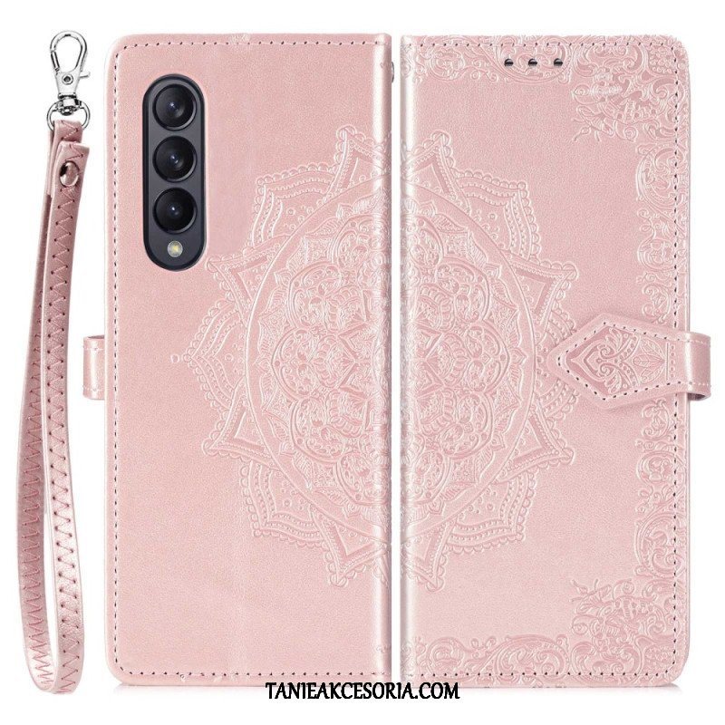 Etui Folio do Samsung Galaxy Z Fold 4 z Łańcuch Średniowieczna Mandala Z Paskami