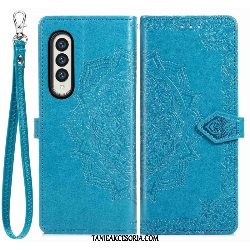 Etui Folio do Samsung Galaxy Z Fold 4 z Łańcuch Średniowieczna Mandala Z Paskami