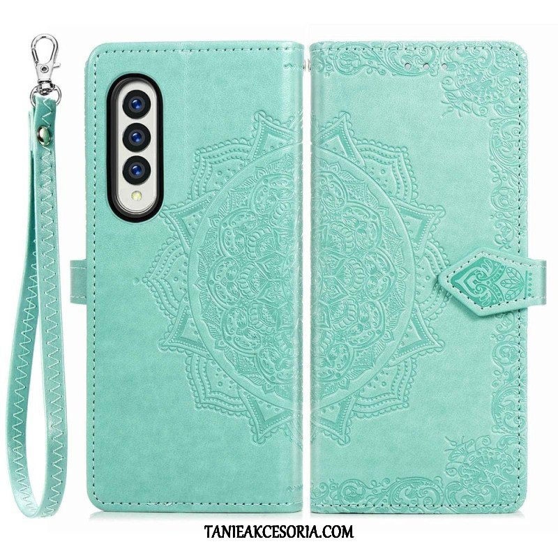 Etui Folio do Samsung Galaxy Z Fold 4 z Łańcuch Średniowieczna Mandala Z Paskami