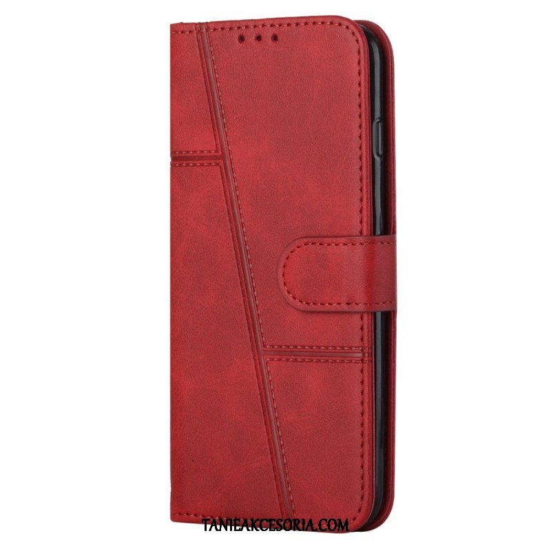 Etui Folio do Sony Xperia 1 IV Geometryczny Skórzany Styl Z Paskiem