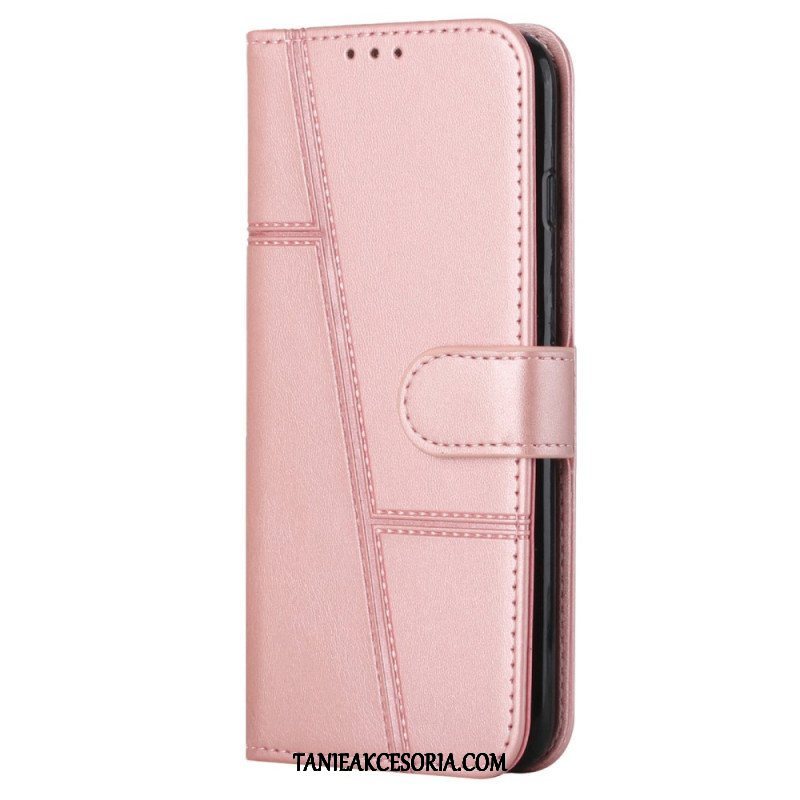 Etui Folio do Sony Xperia 1 IV Geometryczny Skórzany Styl Z Paskiem